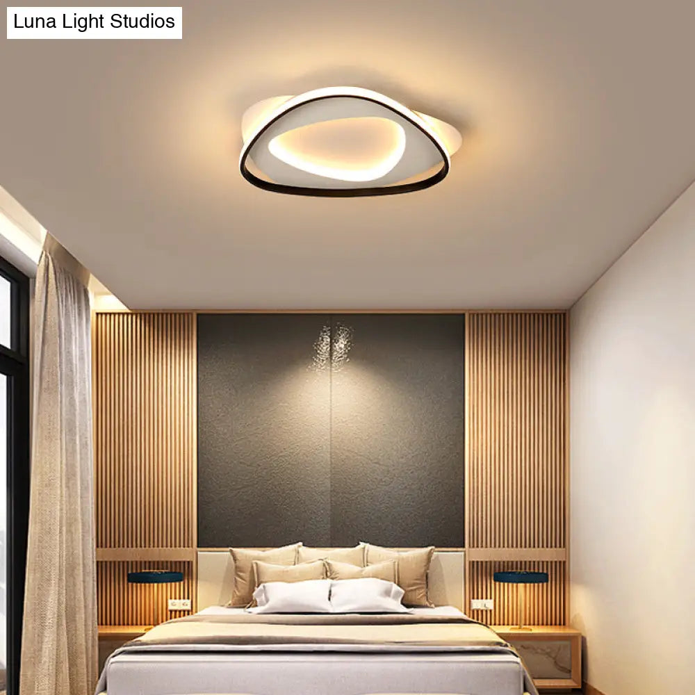 Modern Black Metal Led Triangle Flush Mount Ceiling Light For Bedroom