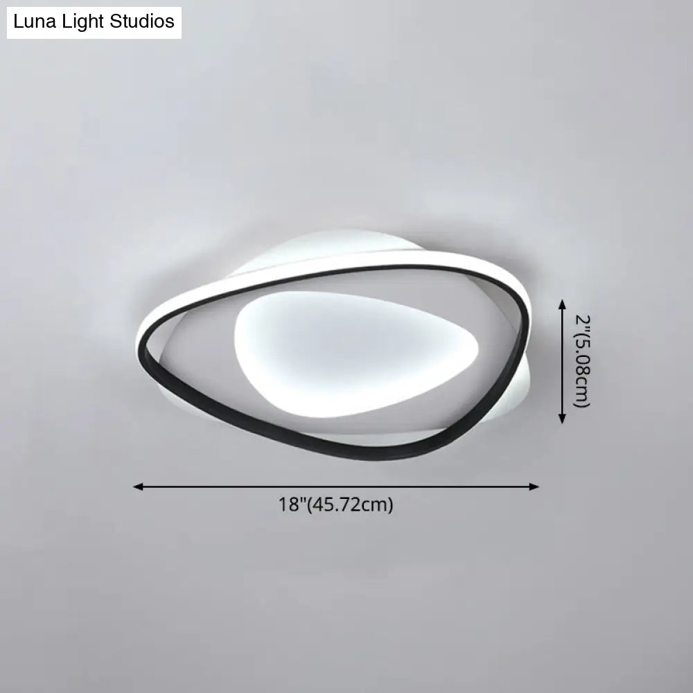 Modern Black Metal Led Triangle Flush Mount Ceiling Light For Bedroom