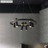 Modern Black Metal Pipe Pendant Chandelier - 6/9 Heads Round Design Ideal For Bedroom Ceiling
