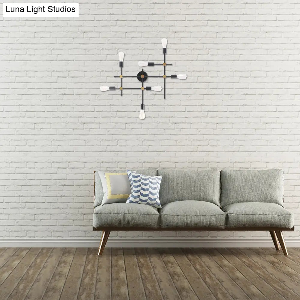 Modern Black Metal Sconce With 7 Bulbs - Contemporary Wall Lamp