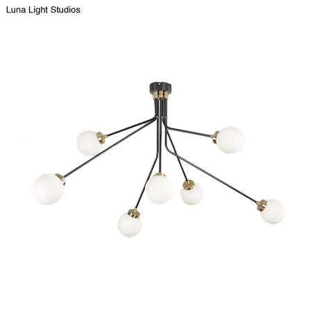 Modern Black Metal Semi Flush Ceiling Lamp - 3/7 Lights Dining Room Lighting Fixture