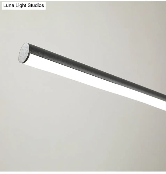 Modern Black Metal Stick And Ring Led Pendant Lamp For Dining Room Island
