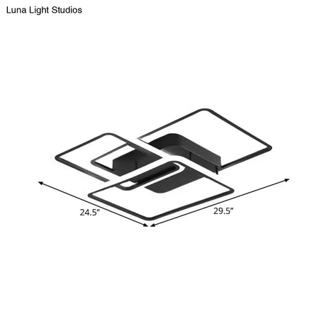 Modern Black Metallic Led Flushmount Lighting For Bedrooms - Rectangle And Square Options
