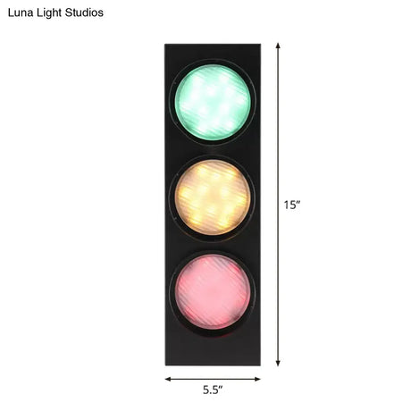 Modern Black Metallic Traffic Light Wall Sconce With 3 Lights - Aisle Mount