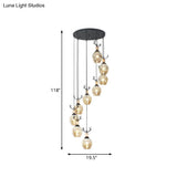 Modern Black Multi-Light Pendant Ceiling Lamp With Glass Shades