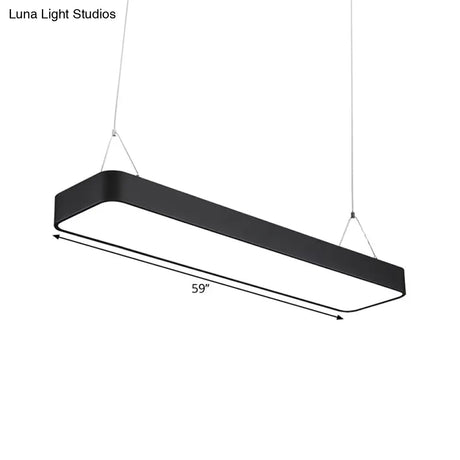 Modern Black Office Led Pendant Light With Acrylic Rectangle Shade Adjustable Lengths - 23.5/47/71 L