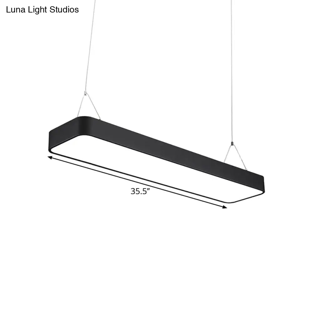 Modern Black Office Led Pendant Light With Acrylic Rectangle Shade Adjustable Lengths - 23.5/47/71 L