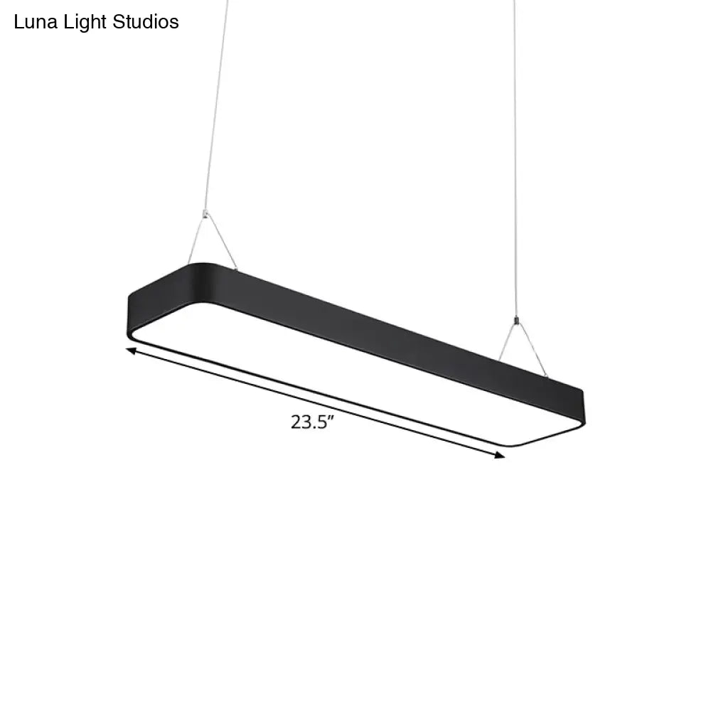 Modern Black Office Led Pendant Light With Acrylic Rectangle Shade Adjustable Lengths - 23.5/47/71 L