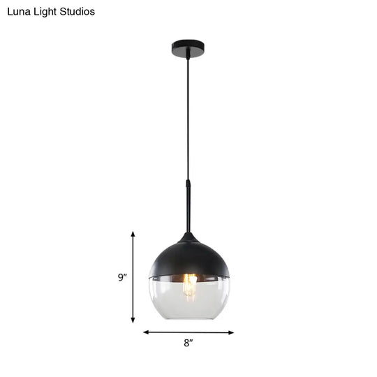 Industrial Clear Glass Pendant Light - Black 1-Light Fixture Mason Jar Hanging Lamp Kit With