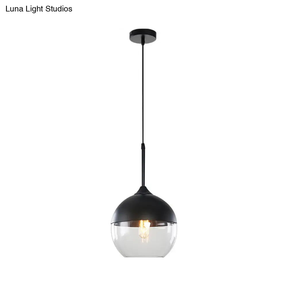 Modern Black Pendant Light Fixture With Clear Glass Cylinder/Mason Jar Design - Perfect For Table