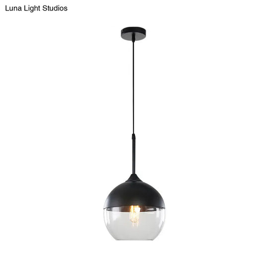 Modern Black Pendant Light Fixture With Clear Glass Cylinder/Mason Jar Design - Perfect For Table