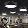 Modern Black Pentagon Led Hanging Light Fixture For Office Ceiling Chandelier / 16.5 Warm