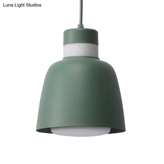 Modernistic Bell Ceiling Pendant Light: Black/Pink/Yellow Metal Hanging Lamp Kit With 1 Light