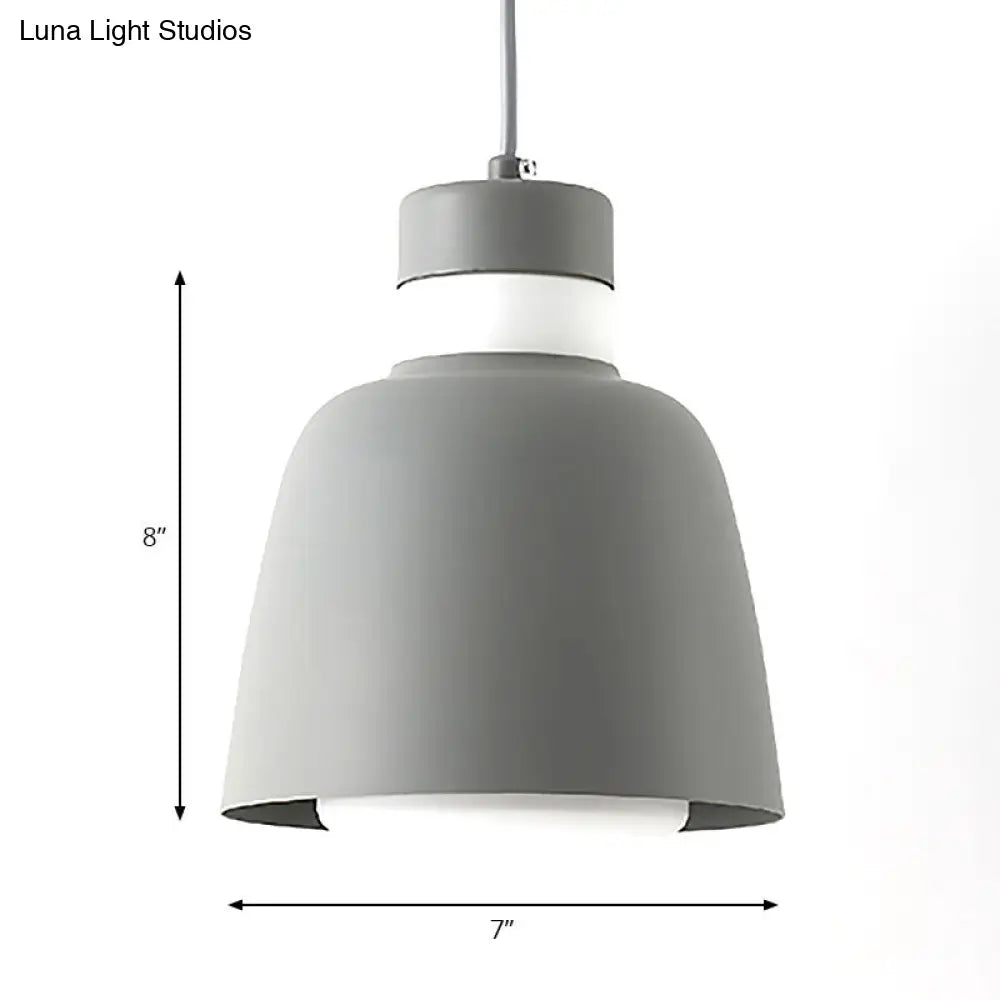 Modernistic Bell Ceiling Pendant Light: Black/Pink/Yellow Metal Hanging Lamp Kit With 1 Light