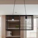 Modern Black Rectangle Cage Island Pendant Light - 16/19.5 W 2-Light Bamboo Suspension Lamp For