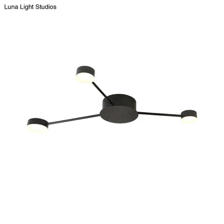 Modern Black Semi Flush Ceiling Light For Child’s Bedroom With Drum Shade