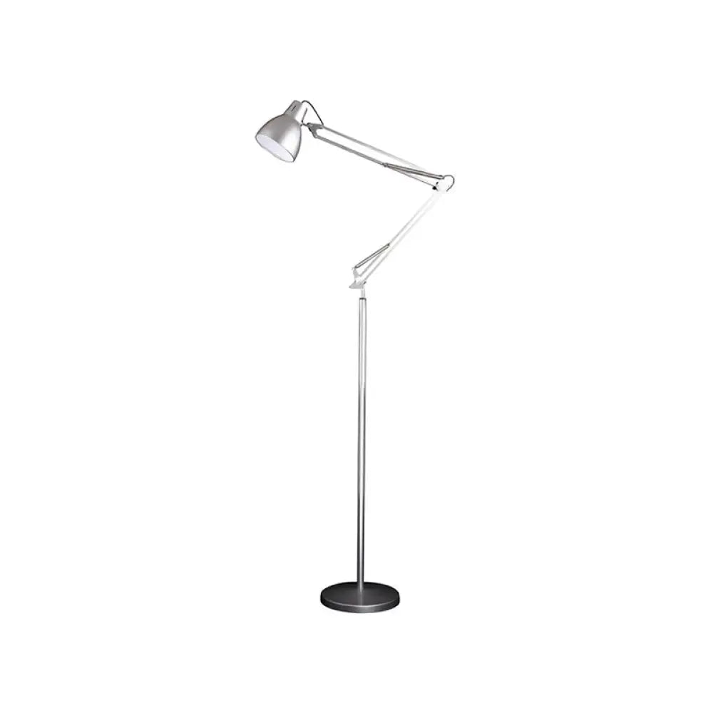 Modern Black/Silver Metallic Dome Shade Floor Lamp For Living Room With 1 Head Silver