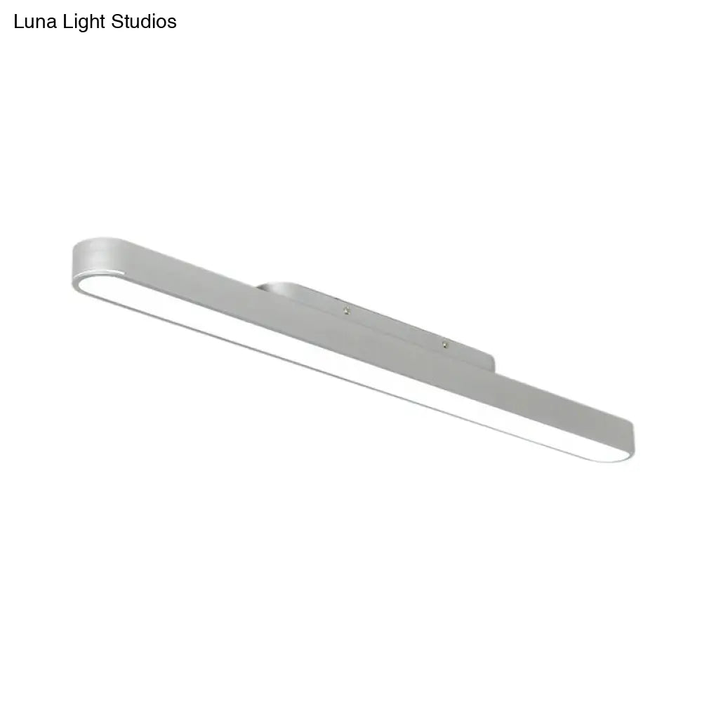 Modern Black/Silver Oval Led Flush Light For Office - 23.5/35.5/47 Wide