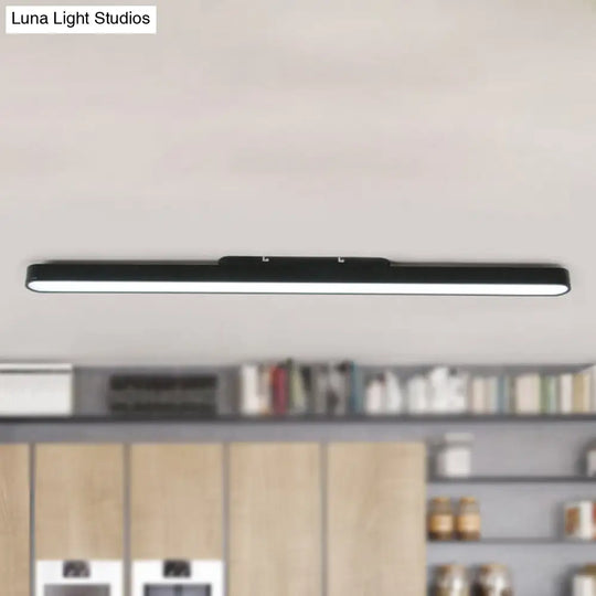 Modern Black/Silver Oval Led Flush Light For Office - 23.5/35.5/47 Wide