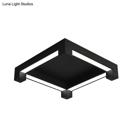 Modern Black Square Led Ceiling Flush Mount Light Fixture For Bedroom