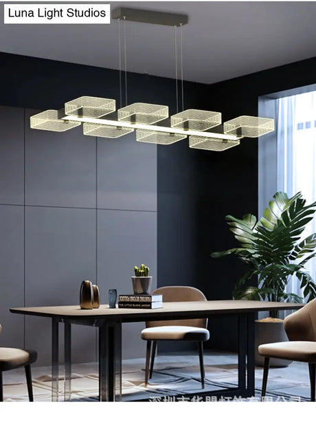 Modern Black Squares Island Suspension Light For Acrylic Dining Room Fixture