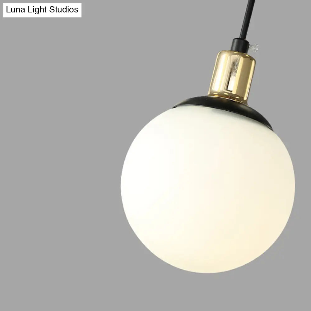 Contemporary Black Starburst Chandelier - Opal Glass Hanging Lamp For Bedroom (4/7/9 Light Options)