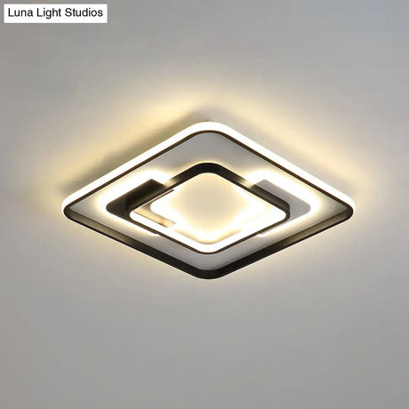 Modern Black Super Thin Led Flush Mount Ceiling Lamp In Warm/White Light