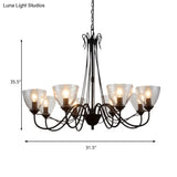 Modern Black Tapered Chandelier - 3/5/6-Light Clear Glass Pendant Light For Living Room