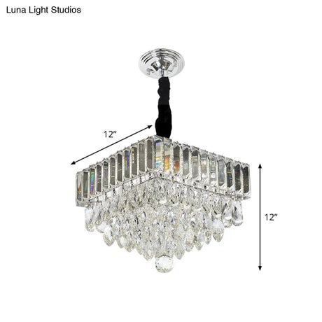 Modern Black Tiered Led Crystal Pendant Light For Dining Room Suspension