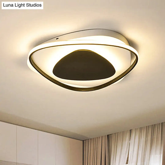 Modern Black Triangle Led Ceiling Light Fixture - Warm/White Acrylic Flush Mount Lighting