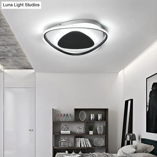 Modern Black Triangle Led Ceiling Light Fixture - Warm/White Acrylic Flush Mount Lighting / White