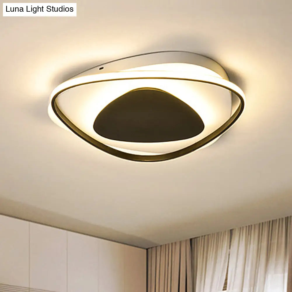 Modern Black Triangle Led Ceiling Light Fixture - Warm/White Acrylic Flush Mount Lighting