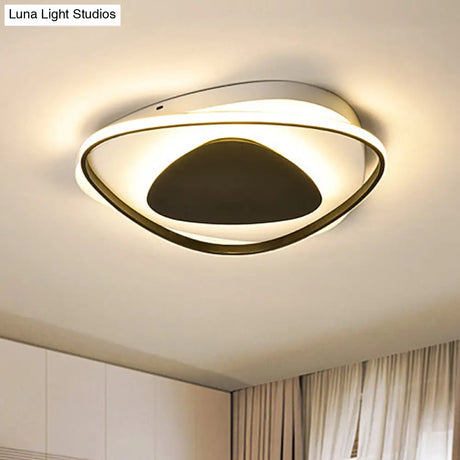 Modern Black Triangle Led Ceiling Light Fixture - Warm/White Acrylic Flush Mount Lighting