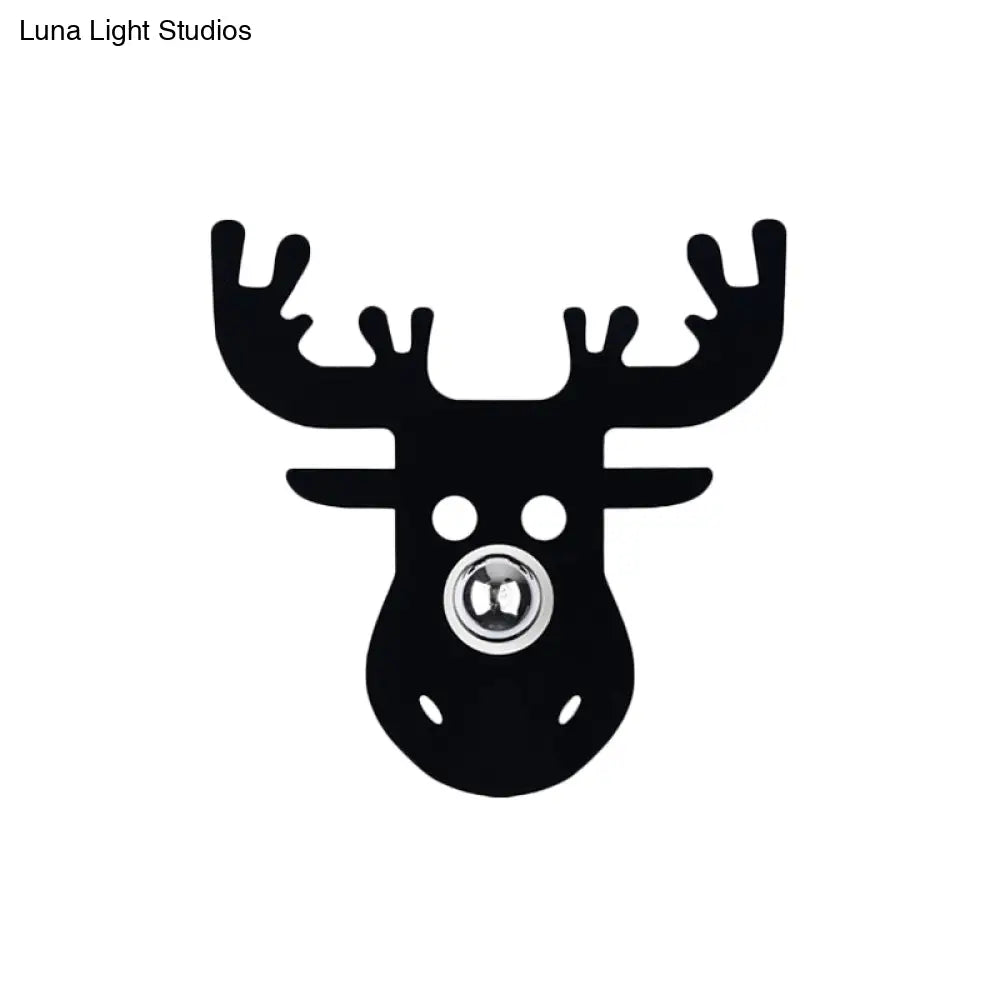 Modern Black Wall Light With Deer Metal Shade For Bedroom Sconce Lighting