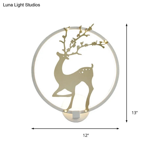 Modern Black/White Acrylic Led Ring Sconce: Wall Mount Lighting With Sika Deer Design