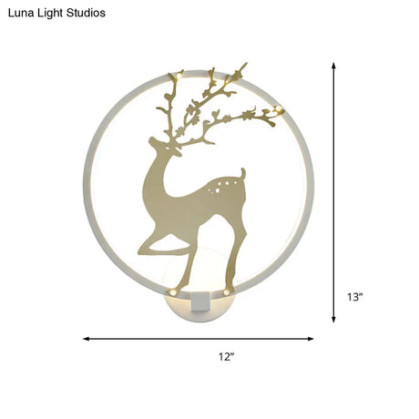 Modern Black/White Acrylic Led Ring Sconce: Wall Mount Lighting With Sika Deer Design