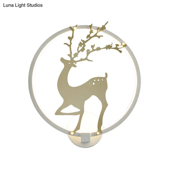 Modern Black/White Acrylic Led Ring Sconce: Wall Mount Lighting With Sika Deer Design