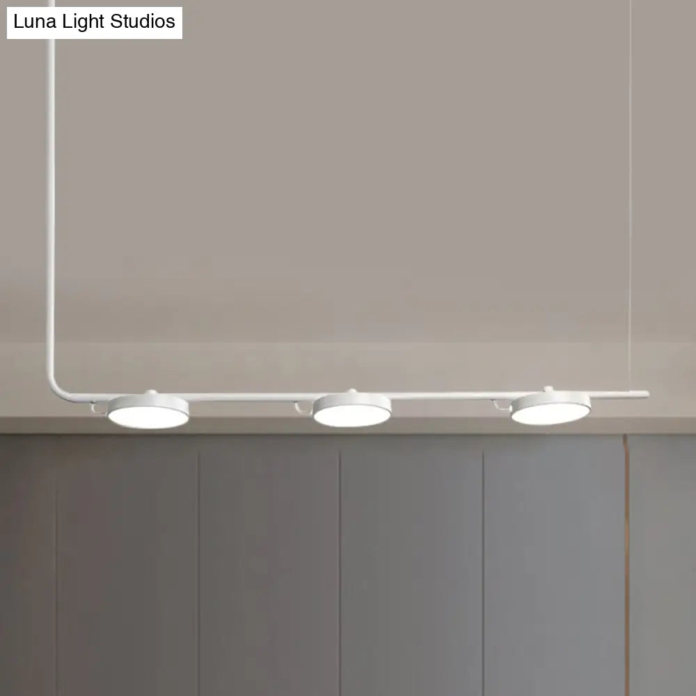Modern Black/White Chandelier With Drum Shade - 2/3 Lights Island Lighting For Dining Room 3 / White