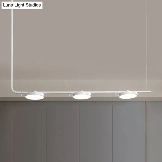 Modern Black/White Chandelier With Drum Shade - 2/3 Lights Island Lighting For Dining Room 3 / White