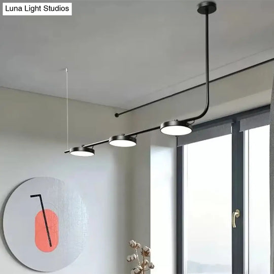 Modern Black/White Chandelier With Drum Shade - 2/3 Lights Island Lighting For Dining Room 3 / Black