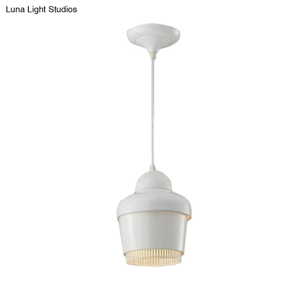Modern Black And White Jar Pendant Light With Chrome Accents