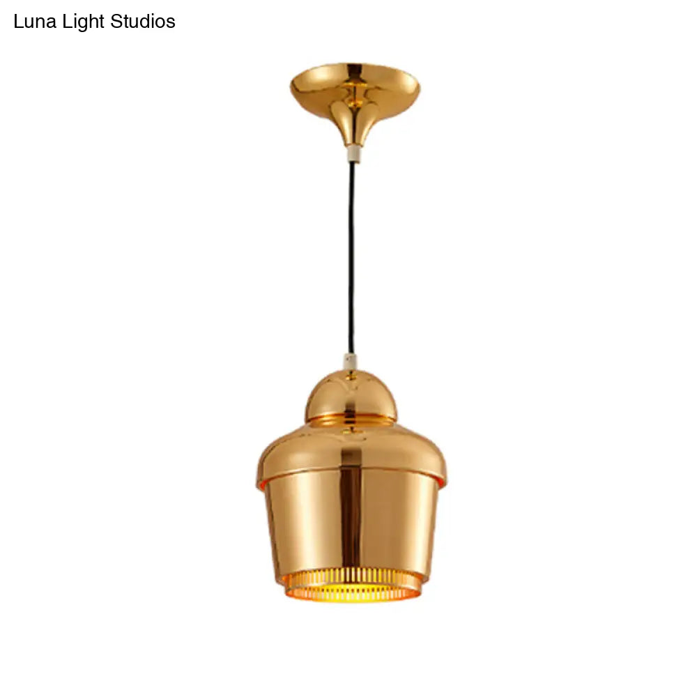 Modern Black And White Jar Pendant Light With Chrome Accents