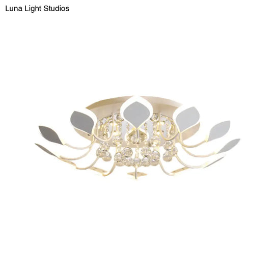 Modern Black/White Crystal Ceiling Light With Raindrop Shade 10/12 Heads Parlor Flush Mount Lamp