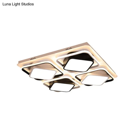 Modern Black & White Cube Led Flushmount Ceiling Light In 27.5’/41’ Sizes