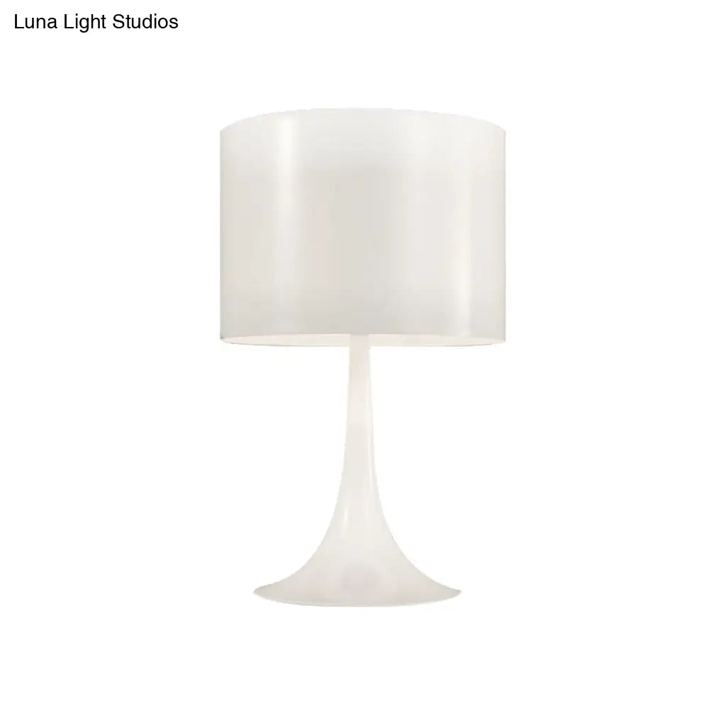 Modern Black/White Drum Table Light- Curvaceous Base Simple Style- 1 Light Metal Lamp- 10/12 Dia-