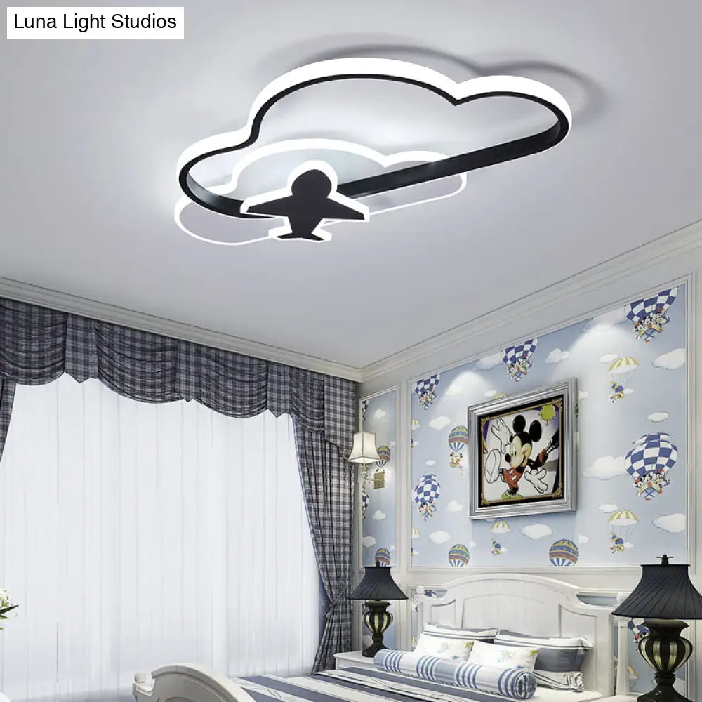 Modern Black - White Geometric Led Flush Ceiling Light For Bedroom