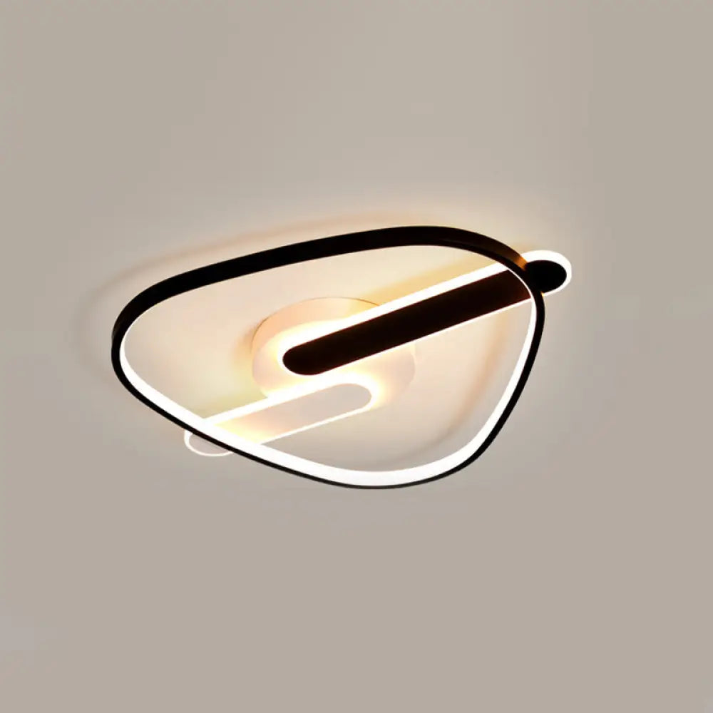 Modern Black - White Geometric Led Flush Ceiling Light For Bedroom / Third Gear Triangle