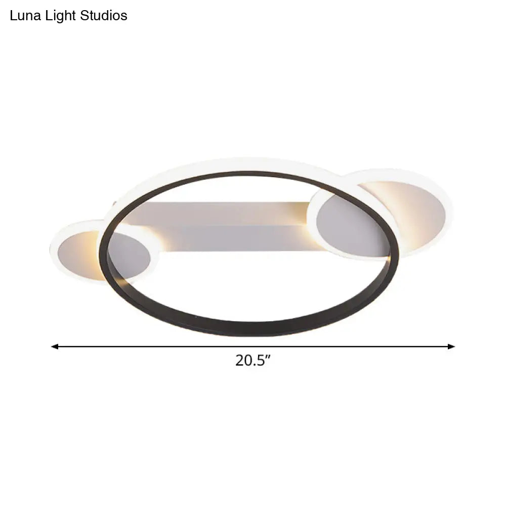 Modern Black-White Hoop Silica Gel Ceiling Light - 16.5’/20.5’ Diameter Led Flush Mount With