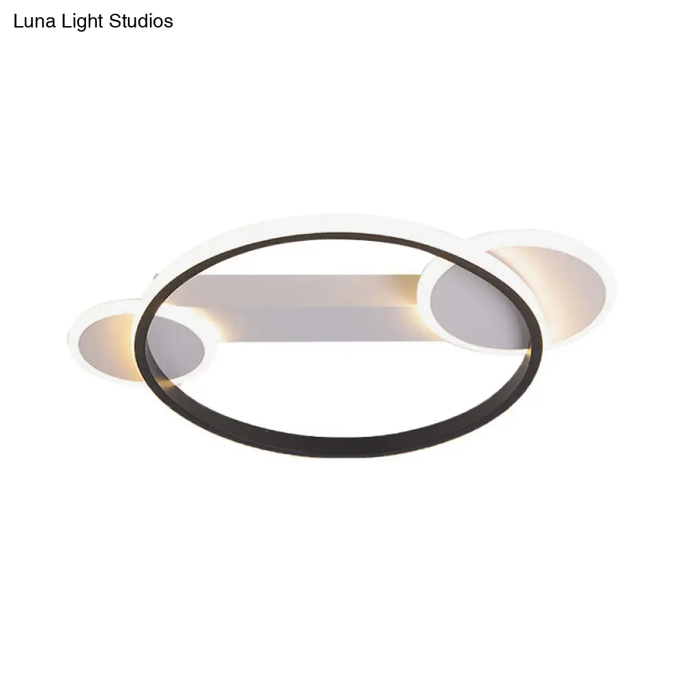 Modern Black-White Hoop Silica Gel Ceiling Light - 16.5/20.5 Diameter Led Flush Mount With