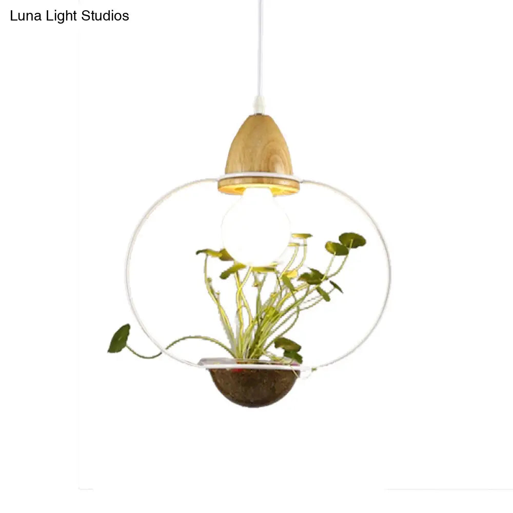 Industrial Metal Led Pendant Ceiling Light For Restaurant - Black/White 1 Bulb Drop Design
